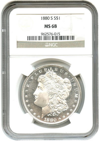 アンティークコイン　アメリカ　1ドル　モルガン銀貨1879-S ＄1 NGC MS68