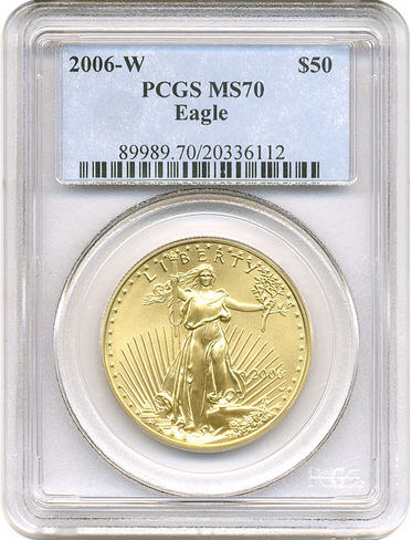 アメリカ　50ドル金貨　2006-W Gold Eagle ＄50 PCGS MS70 完全未使用　