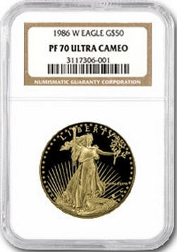 アメリカ　50ドル金貨　1986-W Proof Gold  Eagle PF-70 NGC  完全未使用　