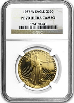 50ドル金貨　1987-W Proof Gold  Eagle PF-70 NGC UCAM 完全未使用