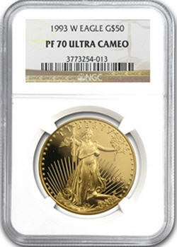 50ドル金貨　1993-W Proof Gold  Eagle PF-70 NGC UCAM 完全未使用　