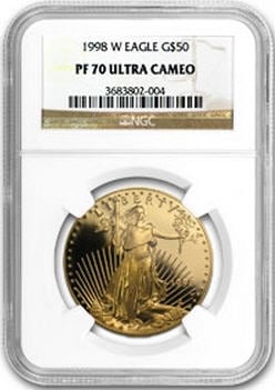 50ドル金貨　1998-W Proof Gold  Eagle PF-70 NGC UCAM 完全未使用　