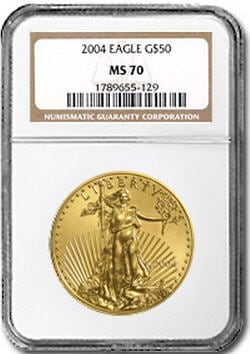 50ドル金貨　2004  Gold  Eagle MS-70 NGC 完全未使用　