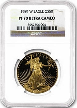 50ドル金貨　1989-W Proof Gold  Eagle PF-70 NGC  UCAM完全未使用