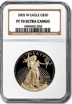 50ドル金貨　2005-W Proof Gold  Eagle PF-70 NGC UCAM 完全未使用　