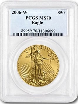 50ドル金貨　2006-W  Gold  Eagle MS-70 PCGS  完全未使用　