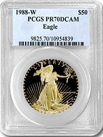 50ドル金貨　1988-W 1 oz Proof Gold American Eagle PR-70 PCGS