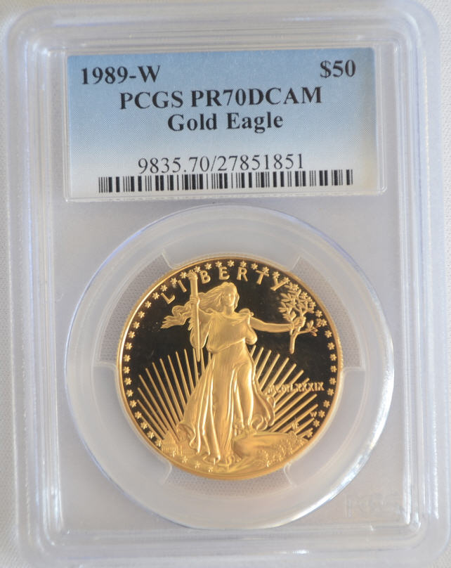 【動画あり】50ドル金貨　1989-W 1 oz Proof Gold American Eagle PR-70 PCGS