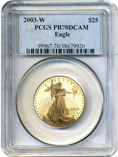 アメリカ　25ドルイーグル金貨2003-W Gold Eagle ＄25 PCGS Proof 70 DCAM0135