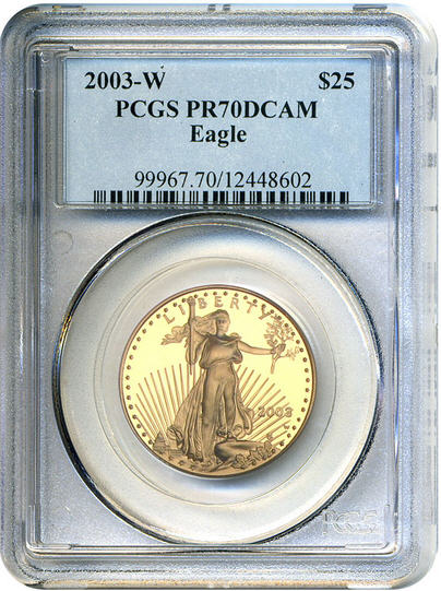 アメリカ　25ドルイーグル金貨2003-W Gold Eagle ＄25 PCGS Proof 70 DCAM