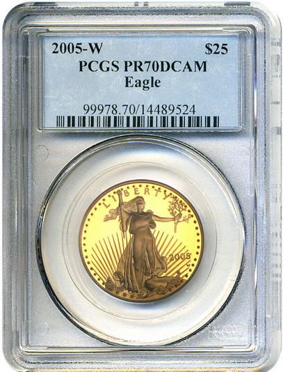 アメリカ　25ドルイーグル金貨2005-W Gold Eagle ＄25 PCGS Proof 70 DCAM