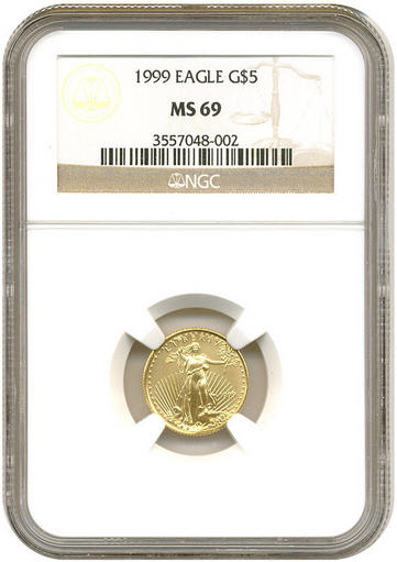 アメリカ　5ドル金貨　1999-Gold Eagle ＄5 NGC MS69 未使用