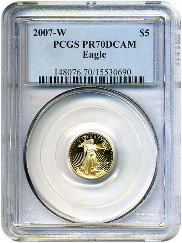 アメリカ　5ドル金貨　2007-W Gold Eagle ＄5 PCGS Proof 70 DCAM完全未使用
