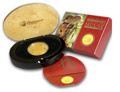 2008 オーストラリア　プルーフ　100ドル金貨　鼠年　箱付き　未使用