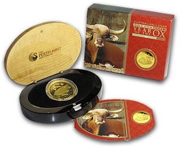 2009 オーストラリア　プルーフ　100ドル金貨　牛年　箱付き　未使用