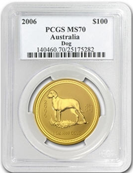 2006 オーストラリア　100ドル金貨　犬年 PCGS MS 70 未使用　