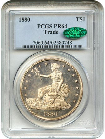 アンティークコイン　アメリカ　1ドル　トレードダラー銀貨 1880 Trade＄ PCGS Proof 64