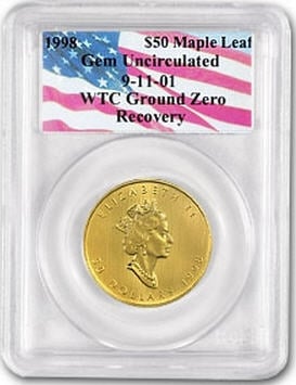 1998メイプルリーフ金貨 1オンス ワールドトレードセンターPCGS