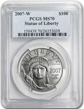 プラチナイーグル　100ドル　1オンス2007-W ＄100 MS-70 PCGS