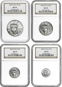 2008 4-Coin プラチナイーグルPlatinum Eagle Set MS-70 NGC(4枚セット）