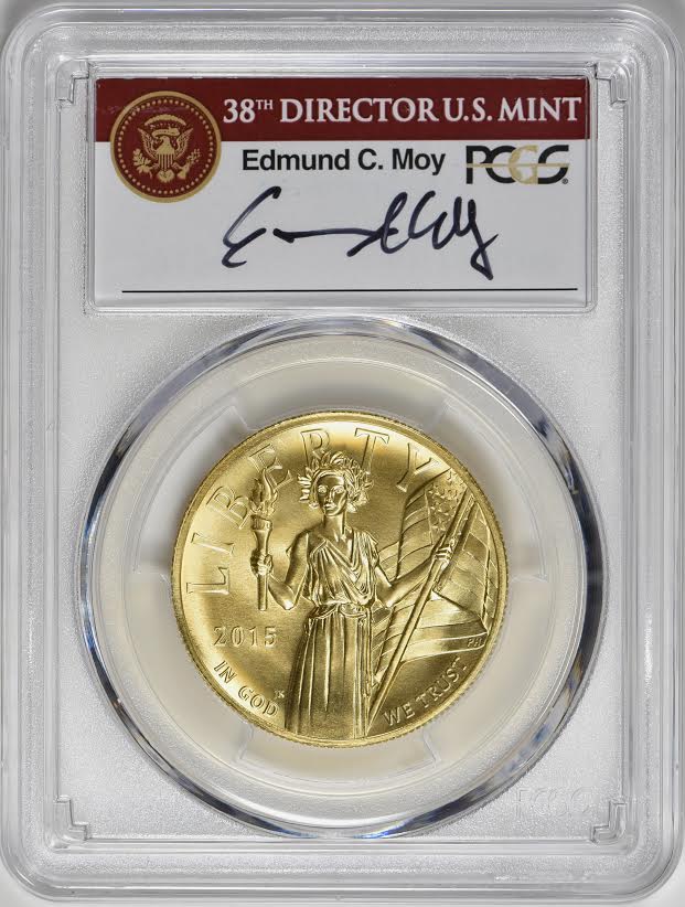 【動画あり】2015アメリカンリバティ ハイリリーフ 100ドル金貨PCGS-MS70 ファーストストライクEdmund C. Moyサイン入り32878746