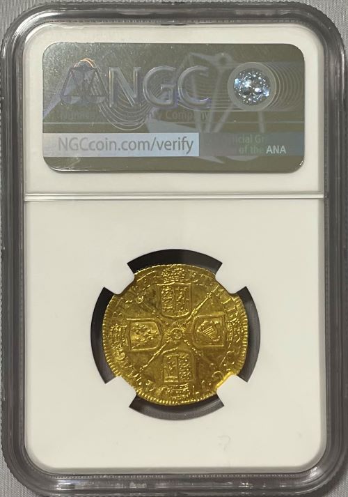 グレートブリテン 1714年 アン女王 1ギニー金貨 NGC-AU55 Ellerby Area