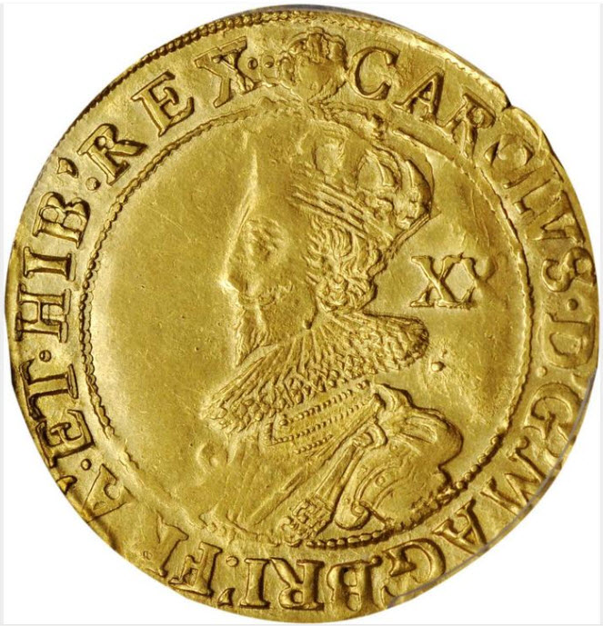 グレートブリテン1631-32年チャールズ1世ゴールド・ユナイト金貨PCGS-AU58