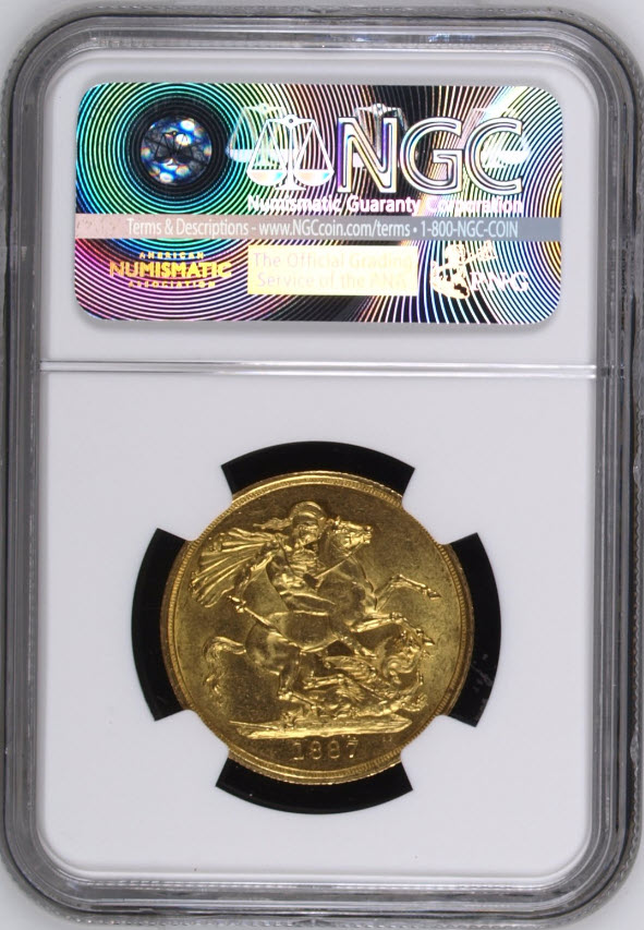 【動画あり】アンティークコイン グレートブリテン金貨 Victoria gold 2 Pounds 1887 MS61 NGC