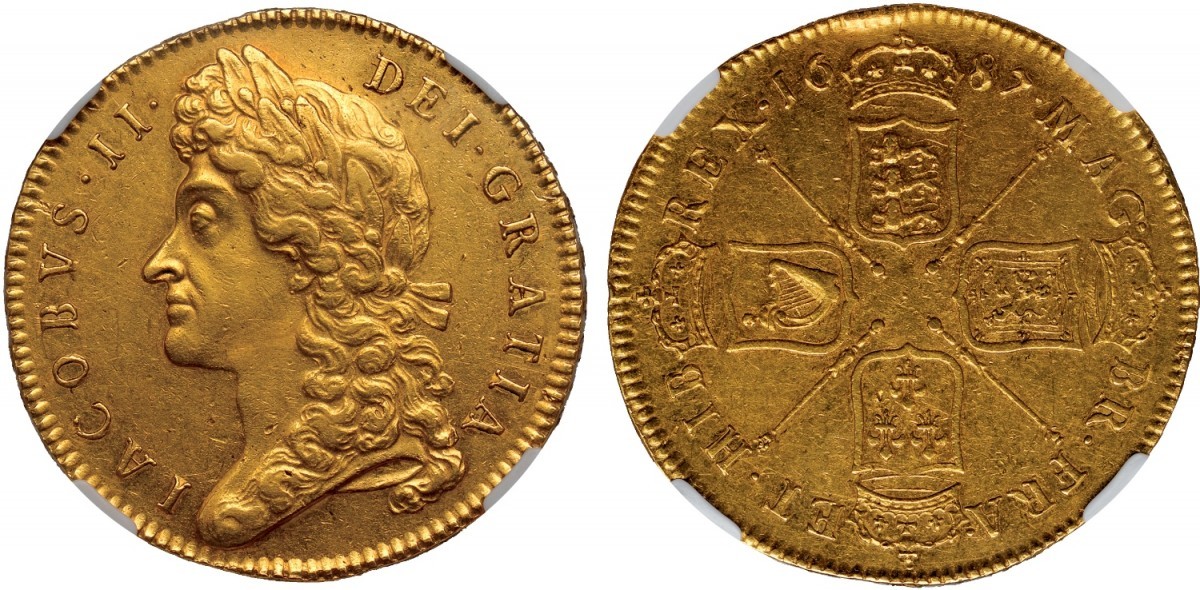 アンティークコイン グレートブリテン1687年ジェームズ2世5ギニー金貨 