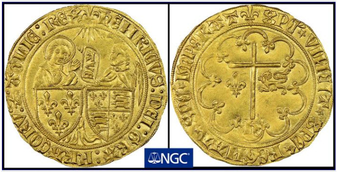 b*o様 イングランド王国 グロート銀貨 1430/1年 ヘンリー6世 PCGS 1377-1399年 イギリス リチャード2世 グロート銀貨 PCGS Tooled-VF