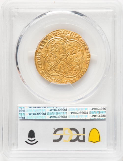 【動画あり】アンティークコイン ベルギー 134684年 フランドル伯爵ルイ2世 1フランカ・シュヴァル純金金貨 PCGSMS63