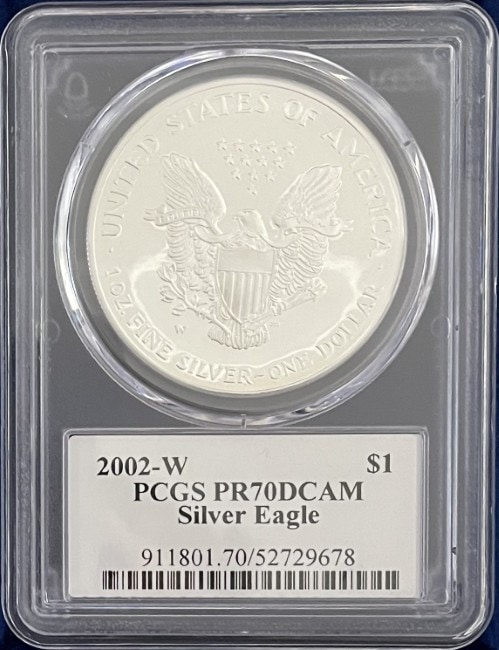 【トーマス・D・ロジャーズ サイン入り】アメリカ 1ドル シルバーイーグル銀貨 2002-W年 PCGS-PR70 DCAM