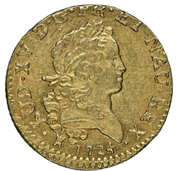 【レア度1-R1】フランス 1724-M年 ルイ15世 ルイドール金貨 NGC-AU58