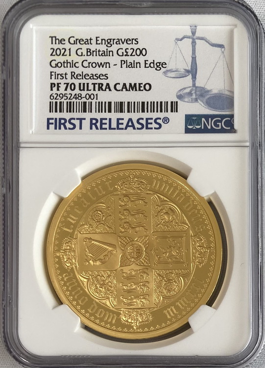 グレートブリテン2021年ニューゴシッククラウン2オンス200ポンド金貨