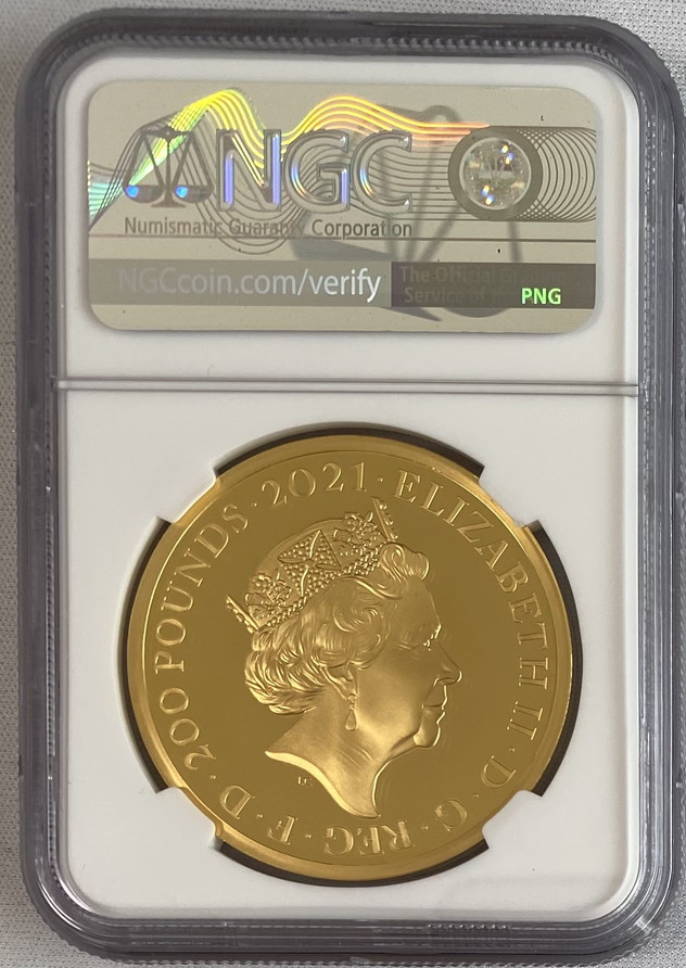 グレートブリテン2021年ニューゴシッククラウン2オンス200ポンド金貨