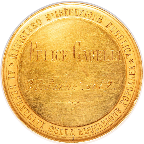 【動画あり】アンティークコイン イタリア 1889年 ウンベルト1世 公教育金メダル NGC-MS61