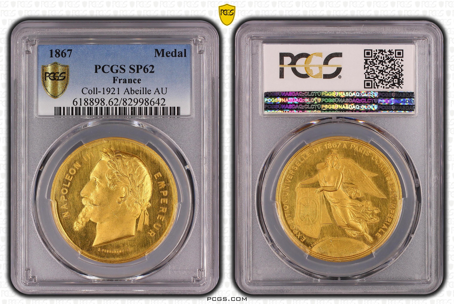 【動画あり】1867年ナポレオン ゴールドメダルPCGS SP62