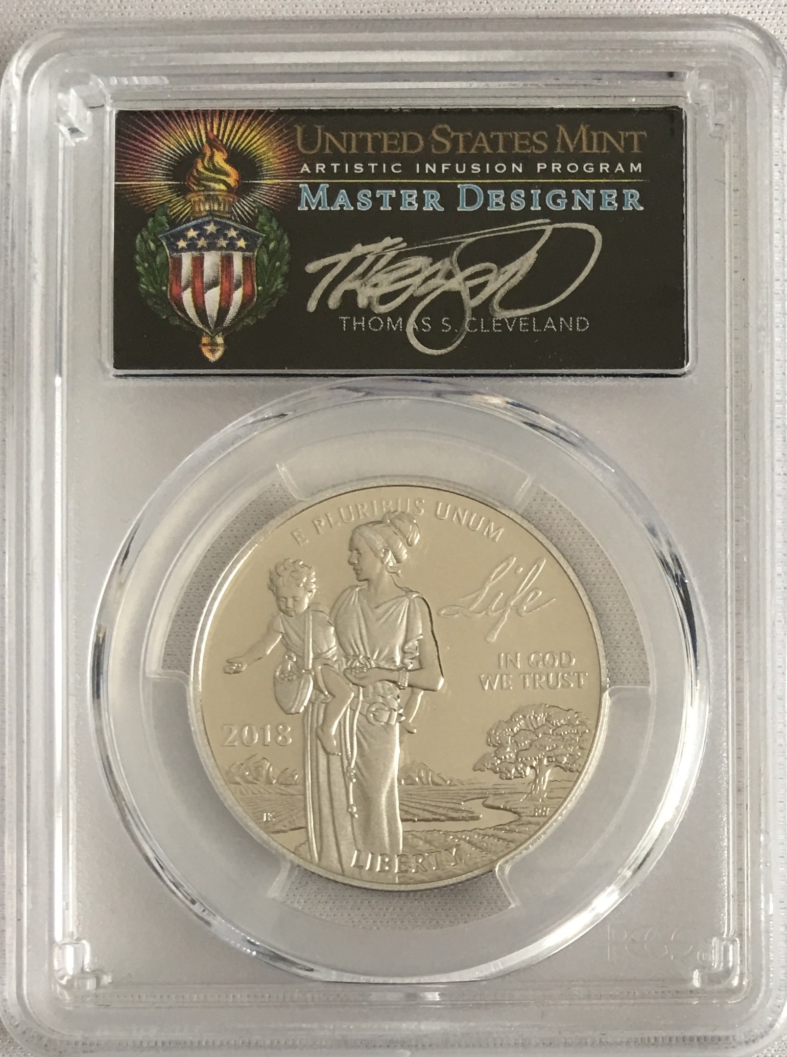 アメリカ2018年イーグル銀貨トーマス・クリーブランド サイン PR70DCAM