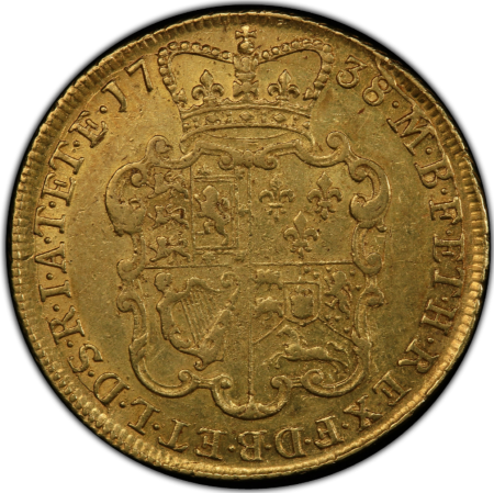 【動画あり】アンティークコイン グレートブリテン 1738年 ジョージ2世 2ギニー金貨 PCGS-AU53