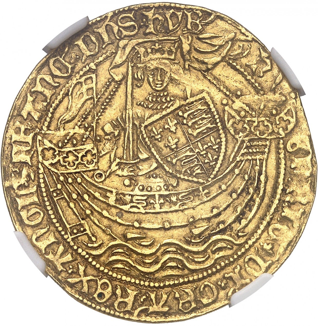 アンティークコイン グレートブリテン ヘンリー6世(1422-1430)ゴールド ノーブル NGC-AU55