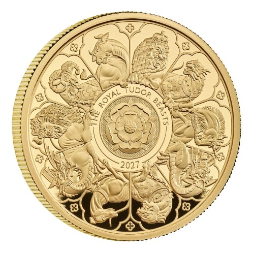 グレートブリテン ロイヤル・テューダービースト コンプリーター 2027年 1オンスプルーフ金貨 プリヴィーマーク付き NGC鑑定 箱付き