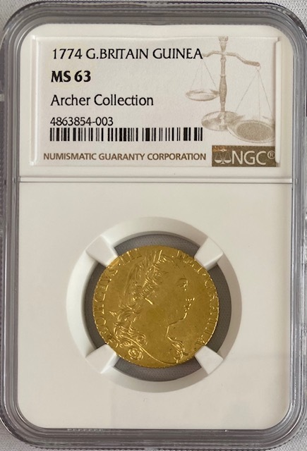 グレートブリテン ジョージ3世1774年ギニー金貨NGC-MS63