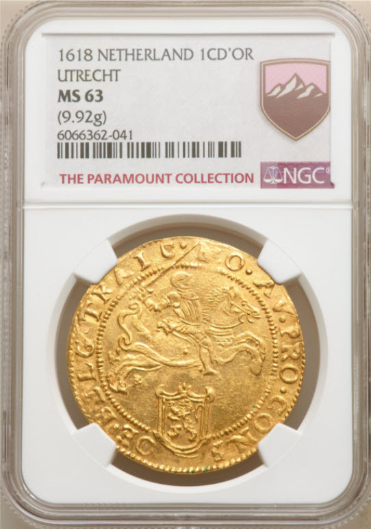 オランダ 1618年 ユトレヒト キャバリエ・ドール金貨 NGC MS63
