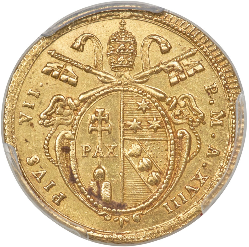 動画あり】イタリア ローマ教皇ピウス7世 ゴールド・ドッピア (1817