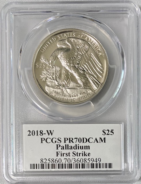 動画あり】2018-W年パラジウム イーグル25ドルPCGS-PR70DCAMファースト