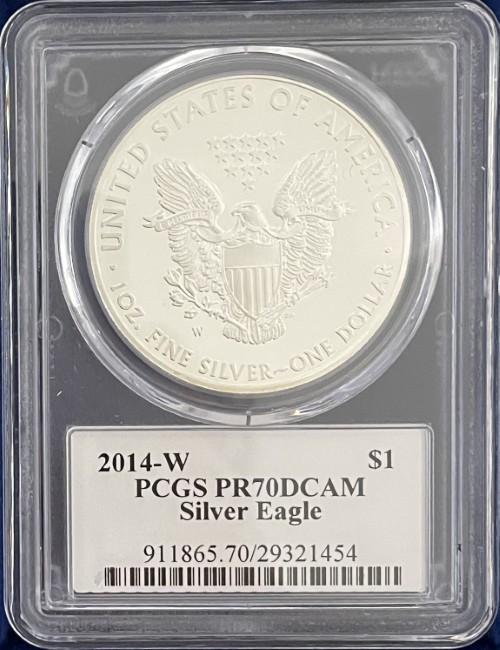 【トーマス・D・ロジャーズ サイン入り】アメリカ 1ドル シルバーイーグル銀貨 2014-W年 PCGS-PR70 DCAM