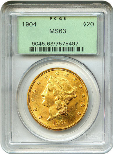 アンティークコイン アメリカ 20ドル金貨リバティヘッド1904 ＄20