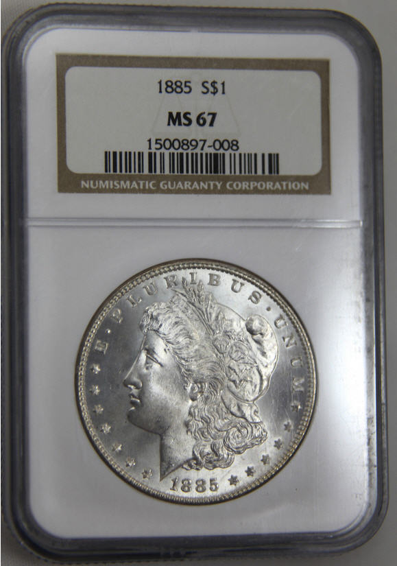 アンティークコイン アメリカ 1ドル モルガン銀貨1885 ＄1 NGC MS67