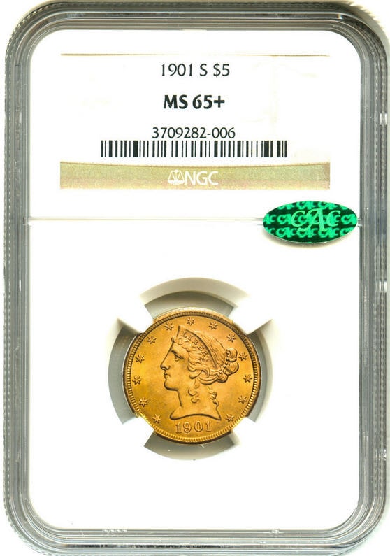 アンティークコイン アメリカ 5ドル金貨リバティヘッド 1901-S