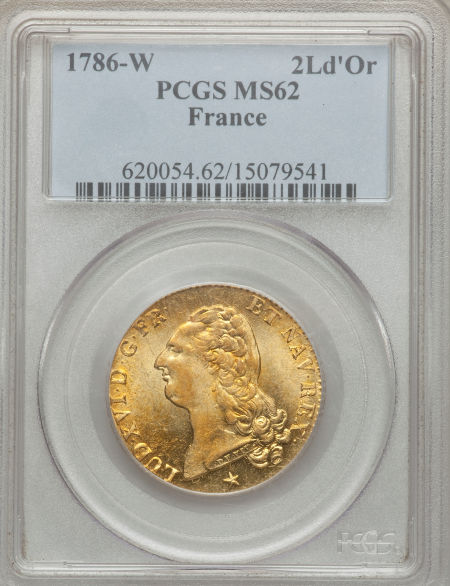 【動画あり】フランス 2ルイドール金貨 France Louis XVI gold 2 Louis d'or 1786-W KM592.15, Fr-474, MS62 PCGS